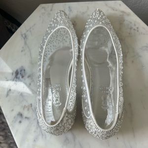 Wedding Dress pearl embroidered stone detailed transparent bridal shoes handmade